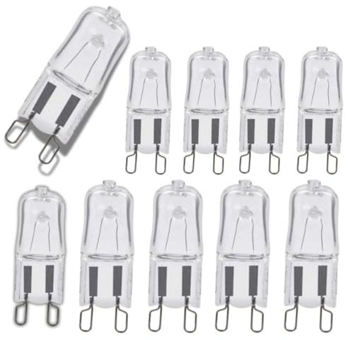 10 Pack G9 Halogen Light Bulbs Dimmable 25W, 230V, 300lm, Warm White, 300°C Heat Resistant, 360° Beam Angle, 2000H Lifespan, Energy Class G – Ideal for Oven, Lava Lamp, Desk Lamps, Kitchen, Living Roo