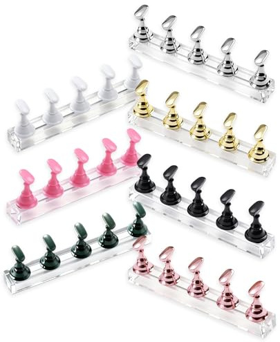 Bettinay 7 Sets Nail Holders for Painting Nails, Magnetic Acrylic Practice Nail Stand for Press Ons