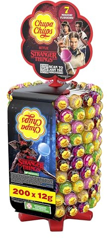 Chupa Chups Stranger Things Lutscher-Rad, 200 Lollies in 7 exklusiven Sorten, limitiertes Design, für Halloween, Geburtstage oder als Geschenk, 2400g