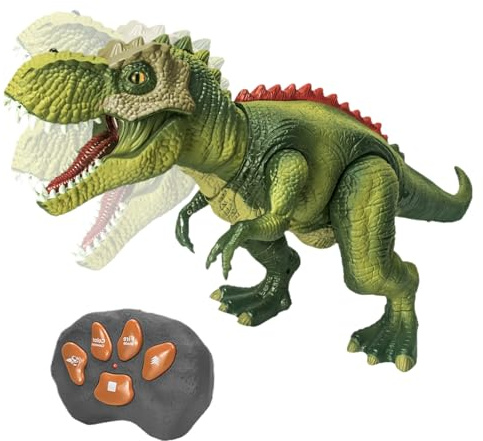 Dinosaurier Spielzeug mit Fernbedienung - Fernsteuerbare Lauf-, Licht- und Sprayfunktion | Interaktiver Dinosaurier für Kinder, Zuhause, Klassenzimmer, Outdoor-Spielen im Hinterhof, ABS
