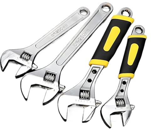 BDAYEK Adjustable wrench Large Opening Adjustable Spanner Monkey Wrench - 6 8 10 12 15 Inch Size, with Slide Design and Household Tools(15 Inch Steel Handle)