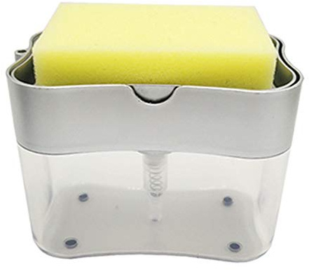 Distributeur automatique de pompe à savon pour la vaisselle, porte-éponge de cuisine, recharge instantanée (Argent)