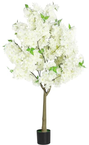 Artificial Cherry Blossom Tree 120cm, Potted Faux Sakura Plant with Nursery Pot, Realistic Fake Blooming Tree for Indoor & Outdoor Home, Garden, Wedding & Party Decor 120cm /4ft