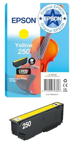 Original Epson 250 Violin Singlepack Tintenpatrone | Gelb | 1x 4,8 ml | Epson Originaltinte für optimale Ergebnisse