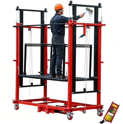 Plataforma Elevadora De Andamio Eléctrica, Torre De Andamio Móvil De Altura Ajustable De 2 A 10 M Con Control Remoto, Capacidad De Carga De 500 Kg(10M)