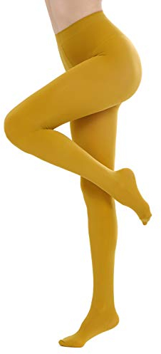 CozyWow Blickdicht Damen Strumpfhose Elastisch Semi Stützstrumpfhose in 25 Farben(Ocker,M)