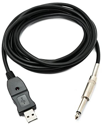 System-S - Cavo USB per Chitarra, 3 Metri, per Basso, Jack da USB a Audio 1/4, 6,3 mm Maschio.