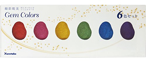 Kuretake Zig Gansai Tambi Lot de 6 couleurs (Gem colors), aquarelle peinture japonaise, aquarelle metallique, MC20GC/6V