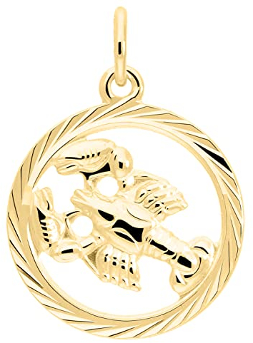 My Gold Damen Herren Kinder Anhänger Sternzeichen Krebs Gold 333 (Ohne Kette) Echtes Gelbgold (8 Karat) Ø 15mm Rund Tierkreiszeichen Gavno A-04433-G302-Kre