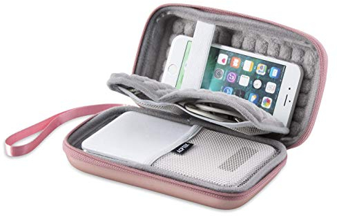 AGPTEK Powerbank Case Hülle Eva Hart Tasche für Anker PowerCore 20100mAh/ EasyAcc 20000mAh 26000mAh/ RAVPower 22000mAh/ EC Technology 22400 mAh Externer Akku, USB Kable, Kopfhörer, SD Karte, Rosagold