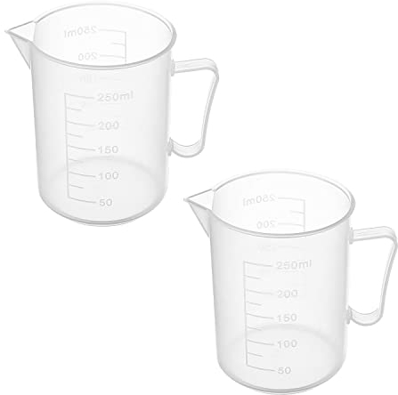 Othmro 2pcs 250ml Measuring Cup Plastic, Graduated Beaker Plastic Measuring Jug for Baking Cooking Kitchen Lab Measure Tool