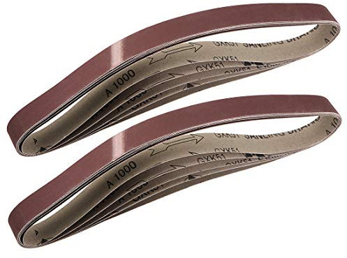 sourcing map 1 x 30 1000 Grit Sanding Belt Aluminum Oxide Sandpaper Belts for Portable Strip Sander Wood Finishing Metal Drywall Polishing Sharpening Abrasive Paper 10pcs