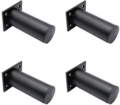 Ensemble de 4 pieds de meubles réglables en noir mat NUZAMAS, en alliage d'aluminium 38x100 mm, pieds de meuble TV pour table basse d'armoire, pied de support pour canapé de meuble