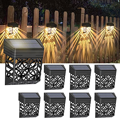 Litake Paquete de 8 luces solares para valla al aire libre luces solares impermeables decorativas de la pared de la cerca para la decoración del jardín, patio, escalón de la piscina