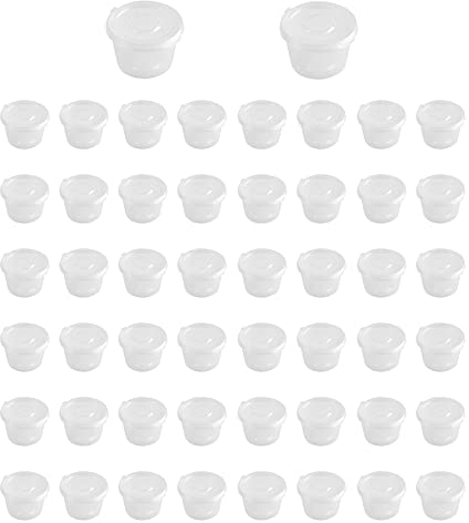 HONGFU Lot de 50 Pots à Sauce en Plastique avec Couvercle articulé, sans BPA, De La Sauce Alimentaire Porte-Gobelets RÉCipients avec Couvercles pour Barbecue Picnic Restaurant (25ml)
