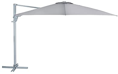 Dehner Ampelschirm Zypern, eckig, mit UV-Schutz 80+, 264 x 300 x 300 cm, Aluminium/Polyester/Stahl, hellgrau