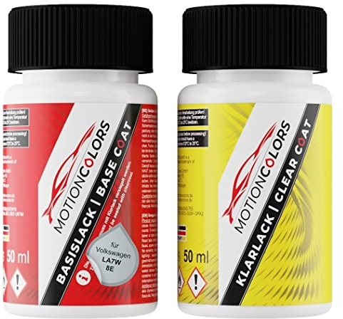MOTIONCOLORS Reflexsilber Metallic/Brillant Silber LA7W / A7W / 8E für Volkswagen/VW Autolack Lackstift Set Basislack und Klarlack je 50ml