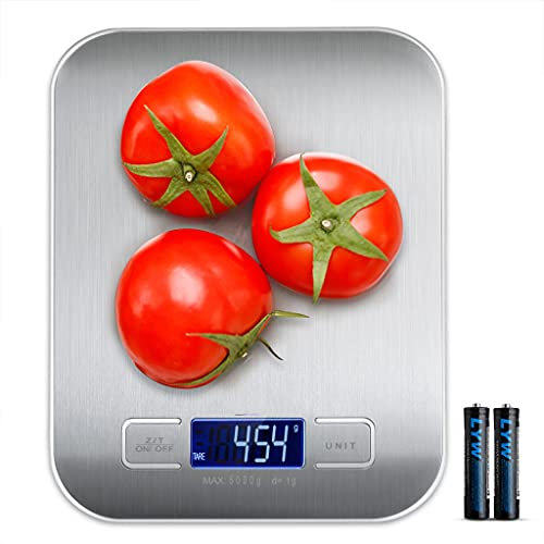 Stainless Steel Electric Food Scale for Kitchen, Cooking, Weight Loss, Baking; Small Food Scales Digital Weight Grams and Oz, Supports Max Weight Up to 11LB