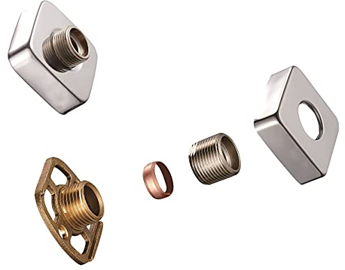KINGBATH™ Bar Valve Fixing Kits Brackets with Square SS Chrome Cover Shrouds Escutcheons 3/4” Inch Connections BSP 15mm Wall Mounted Fast Fix Kit Bracket for Thermostatic Shower Bar Valve Mixer Tap