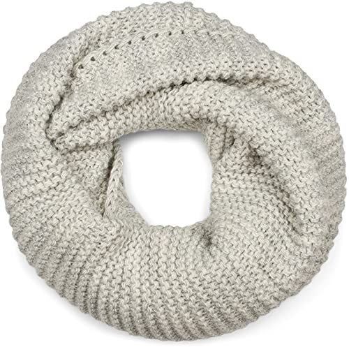 styleBREAKER Damen Strick Loop Schal Einfarbig mit Linksstrick Muster, warmer Winter Strickschal, Schlauchschal 01018166, Farbe:Hellgrau