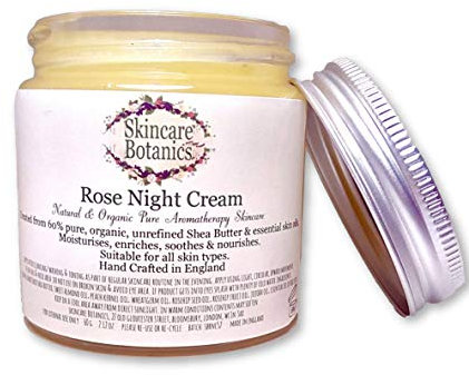 Skincare Botanics Natural & Organic Rose Night Cream - with Shea Butter, Rosehip, Wheatgerm, Essential Skin Oils & Rose Otto.