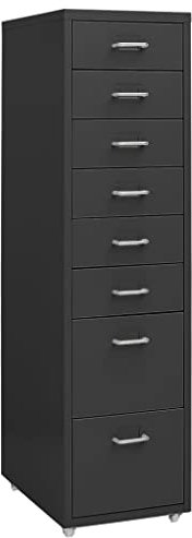 vidaXL Aktenschrank mit Rollen Rollcontainer Bürocontainer Schubladenschrank Büroschrank Metallschrank Schrank Anthrazit 28x41x109cm Metall