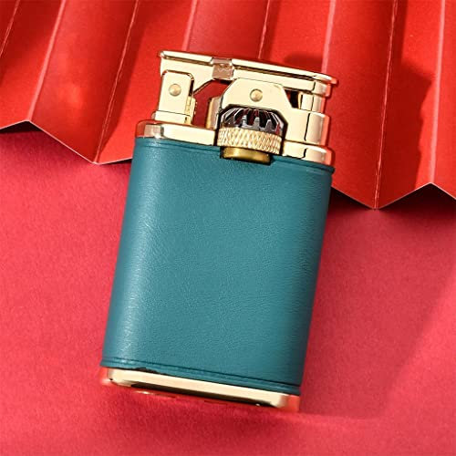 Vintage Petroleum Cool Pipe Feuerzeug Flüssigkeit nachfüllbar, Winddicht wiederverwendbar Antik Classic Flip Feuerzeuge Lederverpackung Einzigartige Geburtstagsgeschenke für Ihn Männer Vater Ehemann