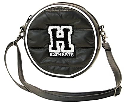 Harry Potter H-Padding Runde Schultertasche, Schwarz, 18,5 x 18,5 cm