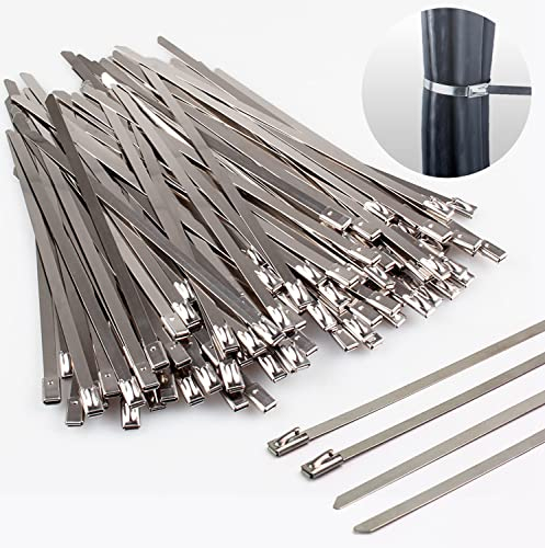 Edelstahl Kabelbinder, LUBAN Stahlkabelbinder 100 Stück 4,6 * 150mm, Edelstahl Metallkabelbinder mit Verriegelungsfunktion, Mehrzweck Stahlband