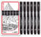 Uni Pin Fineliner Drawing Pens - Chisel Nibs - Black Ink - 1.0mm Nib - Pack of 6 - In Gift Box