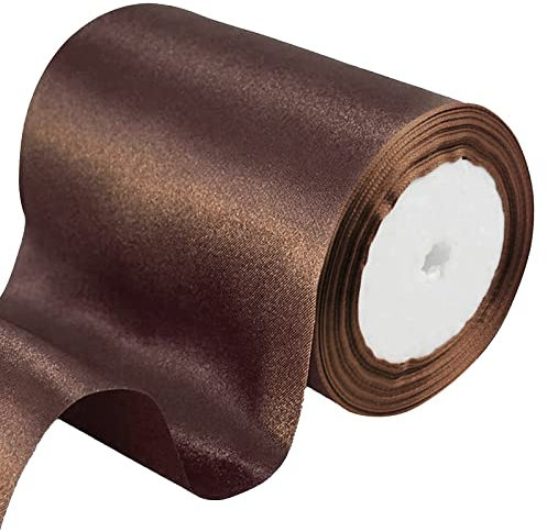 POPOYU 23m Geschenkband Braun Breit,Satinband 10cm Breit,Geschenk Schleife XXL,Breites Band Braun,Riesen Geschenkschleife,Geschenkschleife Auto xxl für Verpacken von Geschenken Weihnachten