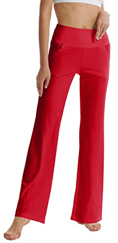 LaiEr Damen Bootcut Yogahose mit Taschen, hohe Taille, ausgestelltes Bootleg Yoga Workout Hose mit Seitentaschen