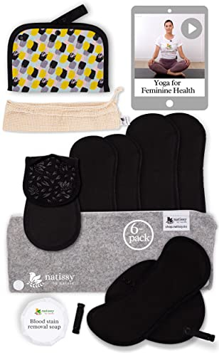 Assorbenti mestruali riutilizzabili biologici antiscivolo, per flusso leggero, confezione da 6 pezzi, S+M, a prova di perdite, inodore, per donne e adolescenti