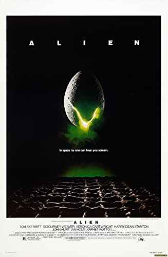 alien Poster A4 - Filmkunstposter in verschiedenen Größen für Wohn- oder Schlafzimmerideen. Randlose Kultfilmbilder, klassische ikonische 70er, 80er, 90er Jahre, Vintage-Retro-Wanddekoration, Bilder,