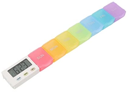 Electronic Medicine Box, Clear Marking Large Capacity Food Grade Alarm Reminder Plastic Food Grade Portable Tablet Storage Box for Medicine (7 Grids)