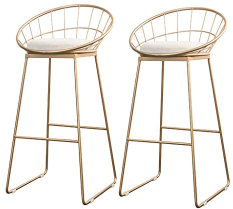 Familienstühle im Bar-Stil mit 2 Sitzplätzen, moderner, schlichter Barstuhl, Küchen-Frühstücksstuhl, Sitz mit Kunstlederpolsterung, goldfarbene Metallbeine, Traggewicht 200 kg, Sitzhöhe 25,5 Zoll Made