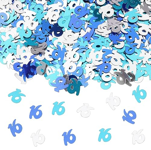 GoldRock Konfetti 16. Geburtstag Männer Frauen Deko Blau, Tischdeko 16 Geburtstag, Streudeko 16 Geburtstag,16er Geburtstag Confetti