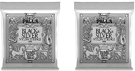Ernie Ball Ernesto Palla Black & Silver Klassik-Gitarrensaiten, Nylon (Packung mit 2)
