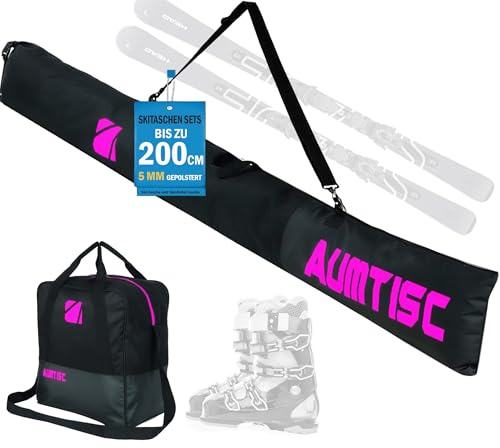 AUMTISC Skitasche und Skischuhtasche Combo - Skitaschen für Flugreisen - gepolsterte Schneeskitaschen passen für Skier bis zu 200 cm