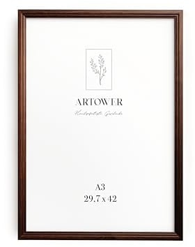 Artower® Bilderrahmen Vintage Braun Holz Rahmen für DIN A3 29,7 x 42 cm | Posterrahmen Groß Collage | Picture Frame Vintage Brown Wood 30x42 cm | Retro Schmal Bilderrahmen | Braun Poster Rahmen