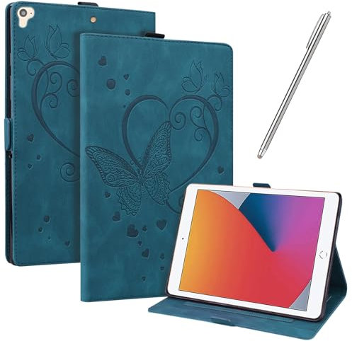 JayModCase Funda para iPad 6th/iPad 5th Generation/iPad 9,7 Pulgadas, PU Protectora Carcasa con Función de Soporte, Ángulo de Pie Ajustable Función de Auto-Sueño/Estela (Azul)