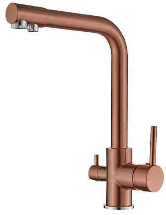 VALAZ Grifos Cocina Fregadero Oro Rosa Cepillado | Grifo Osmosis 3 Vías | Alta Presión, Monomando, Giratorio 360º, Ahorro de Agua | Instalación Fácil y Rápida | Latón, Acero Inoxidable, Serie Nilo