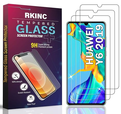 RKINC Verre Trempé [Lot de 3] pour Huawei Y6 2019, Y6 Prime 2019, Film Protection écran, Dureté 9H 0,33 mm HD Glass [Garantie à vie][sans Bulles d'air][Résistant aux rayures]
