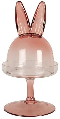 Glasglocke mit Hasenohren Glas 12x23 cm Rosa Clayre & Eef