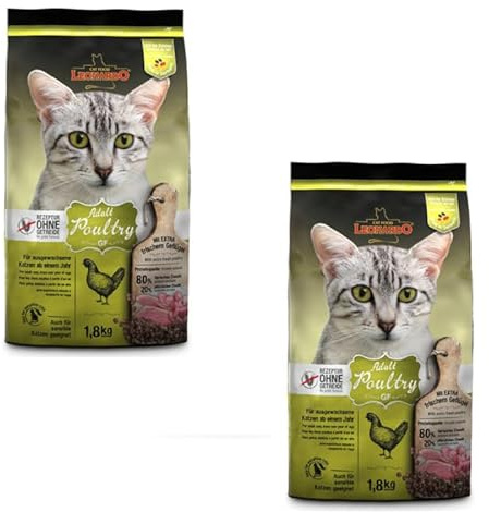 LEONARDO Adult GF Poultry | Doppelpack | 2 x 300 g | Trockenfutter für ausgewachsene Katzen | Ideal bei Futterunverträglichkeiten | Für Sensible Katze | Getreidefrei