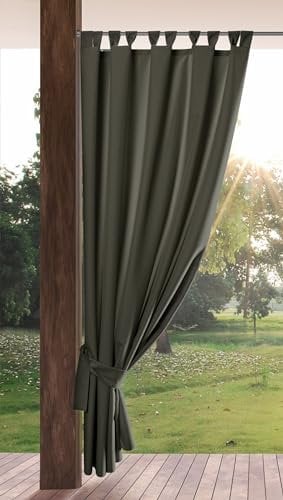 Eurofirany Garden Outdoorvorhäng mit Schlaufenschal- 1 STK. Abnehmbaren Schlaufen, Sonnenschutz Sichtschutz Winddicht Wasserdicht Vorhäng für Pavillon Terrasse Pergola, 155x240 cm, Grafit