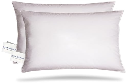BEFA NATUR Federkissen 50x70 cm (2 Stück) | Kopfkissen Set 100% Federn | 820g Füllgewicht/Stück | Allergiker geeignet (NOMITE) | Tierwohl Zertifiziert (DOWNPASS) | Oeko-TEX Klasse 1 | Made in Germany