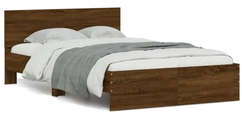 ZQQLVOO Betten, bettrahmen & lattenroste Schrankbett Polster kopfteil Bettgestell mit Kopfteil Braun Eiche-Optik 135x190 cm