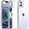 Flyzoo Magnetisch Hybrid Clear Hülle für iPhone 12 - [Kompatibel mit MagSafe] [Eingebaute Kameraschutz Folie] Hart Durchsichtig Handyhülle Stoßfeste Transparente mit Silikon Schutzhülle, 6,1, Silber