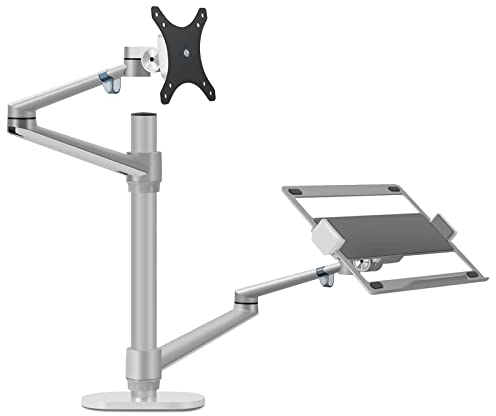 POCDOKYZ 2-in-1-Laptop-Ständer, leicht verstellbarer Arm-Schreibtischständer, höhenverstellbarer Schreibtischständer, bequem, geeignet für Schulen, Meetings, Bildung